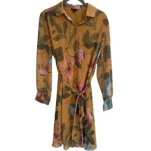 Ann Taylor Floral Tie Waist Dress Size 0 Cottagecore Romantic Brunch Career Work